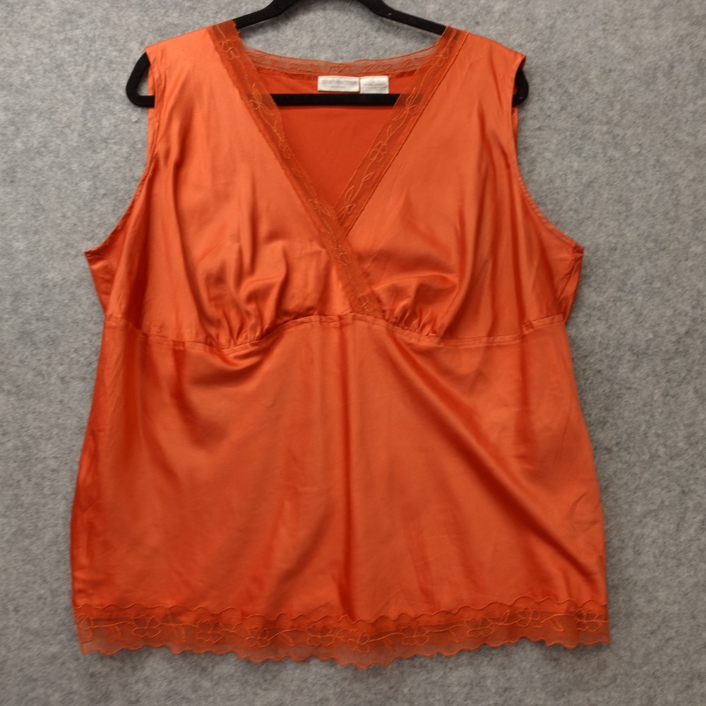 Vintage Y2K Fairy Grunge Top Womens 1X Plus Burnt Orange Lace Trim WORTHINGTON